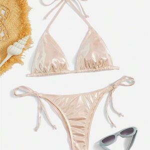 SHEIN Champagne Metallic Bikini Set